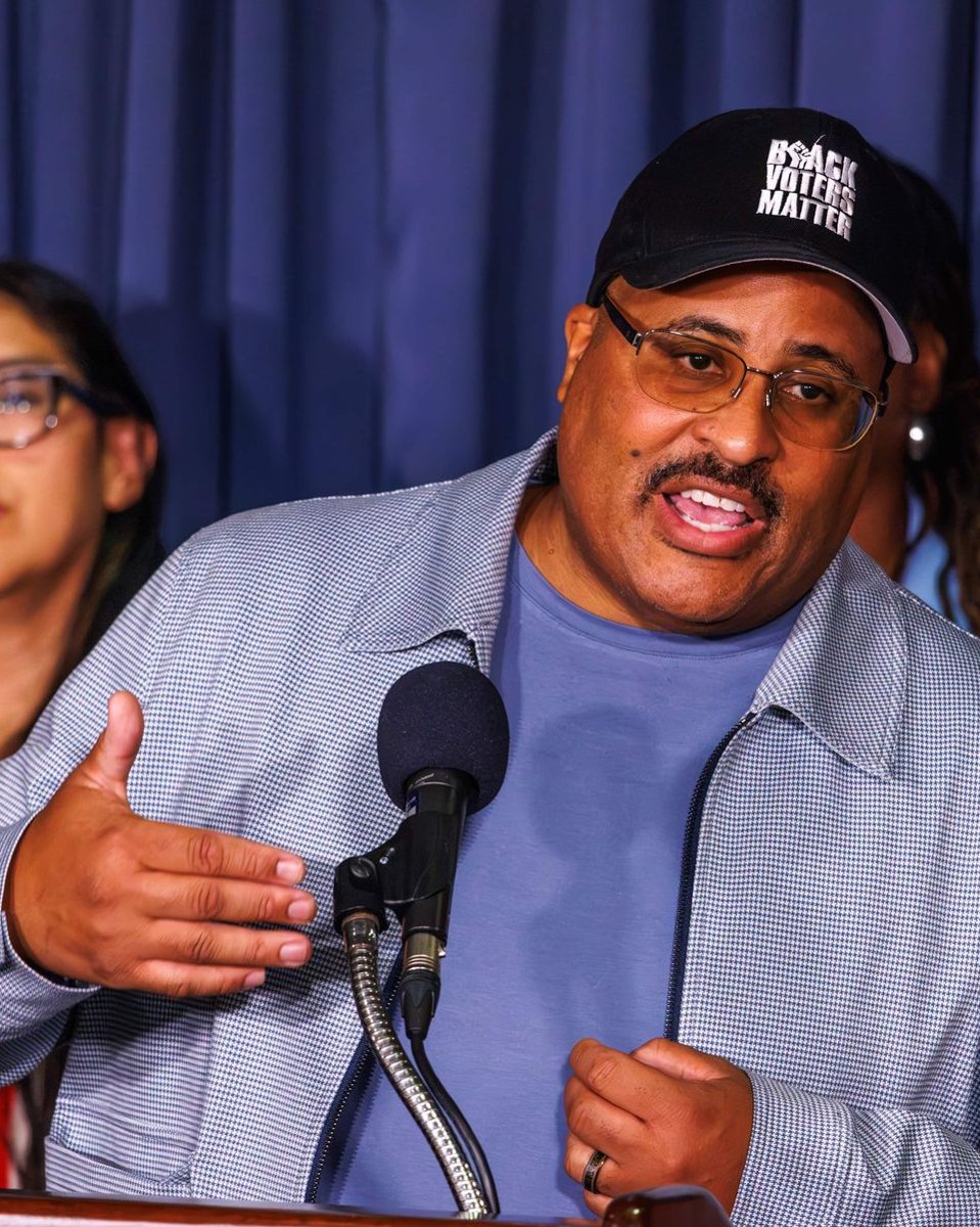 A Black Voters Matter speaker at the National Press Club podium